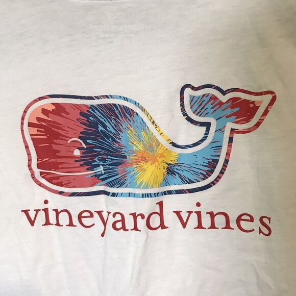 Vineyard Vines White Top Womens XS Rainbow Whale Logo Long Sleeve Scoop Neck Tee - Picture 7 of 8